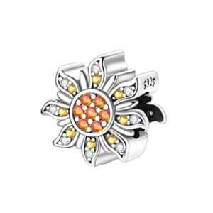 Sunflower Bracelet Charm Sterling Silver 925 Luck Lucky Cottagecore Jewelry Gift